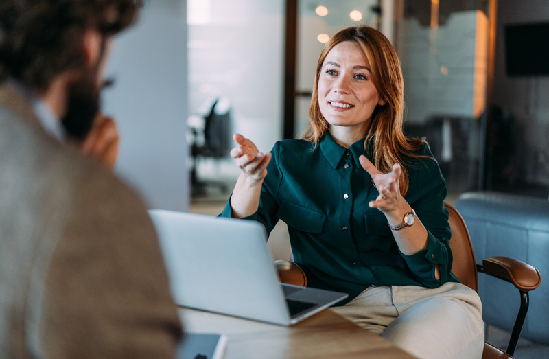 Business meeting woman with red hair