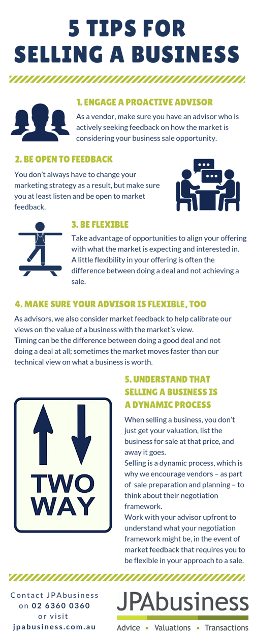 5 tips for selling a business infographic