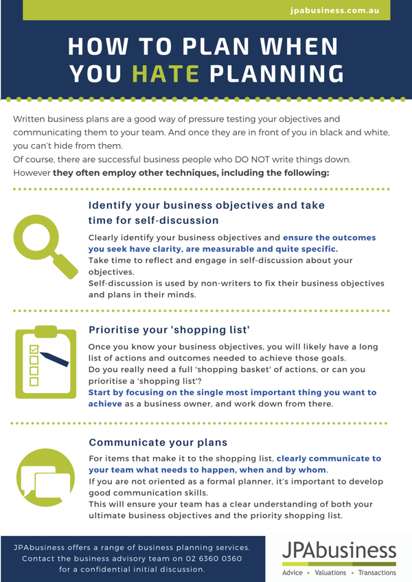 How to plan when you hate planning cheat sheet