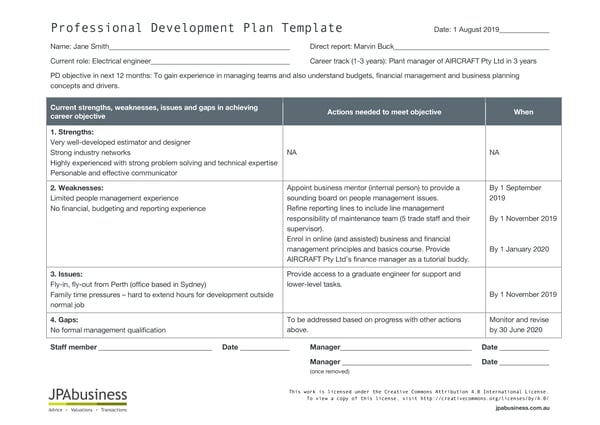 JPAbusiness Professional Development Plan Example