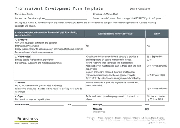 Professional Development Plan Template from blog.jpabusiness.com.au