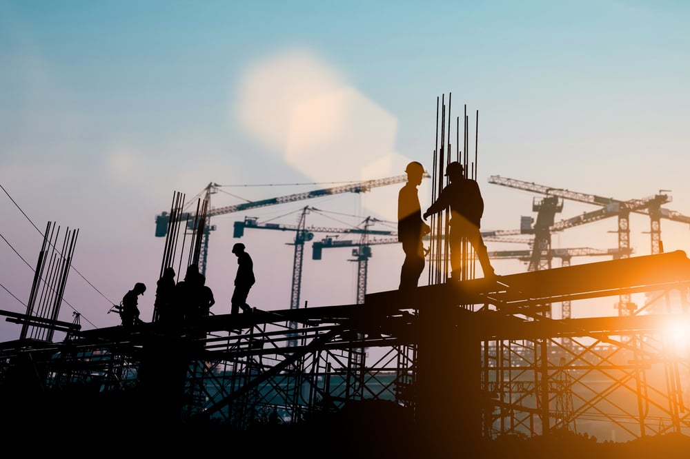 Construction workers on building site