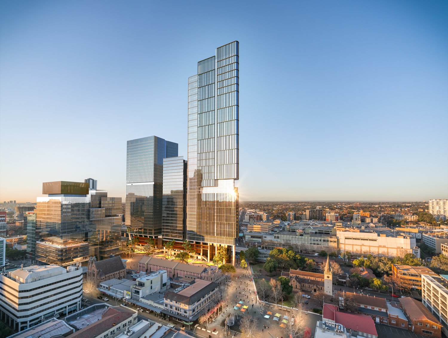 Parramatta Square with towers