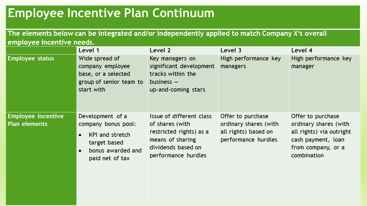 Employee Incentive Plan Continuum
