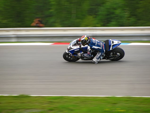 Motorbike racer Jorge Lorenzo riding for Yamaha