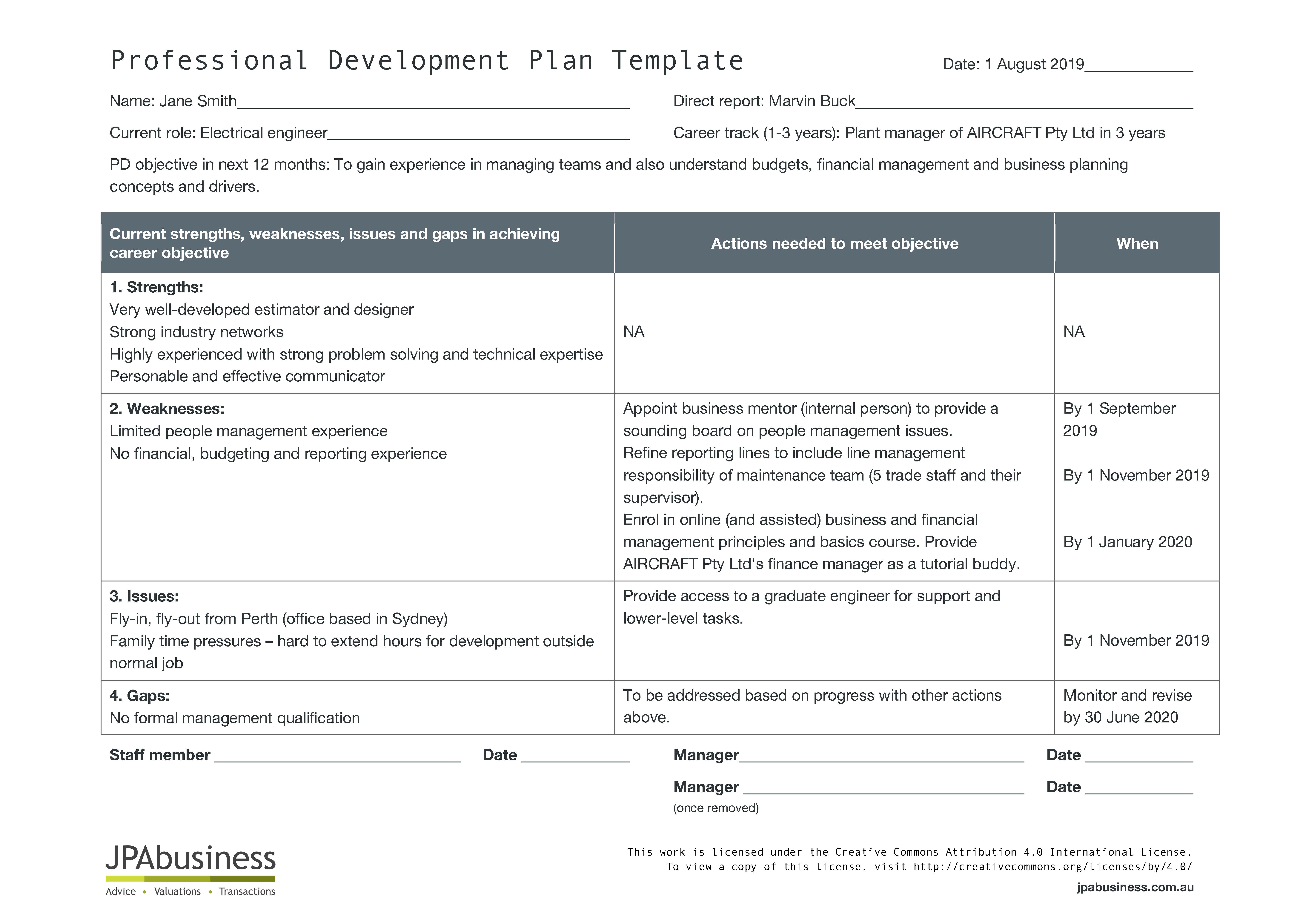 professional development plan